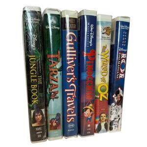 Disney Classics VHS Lot Jungle Book Tarzan Pinocchio Wizard of Oz 101 Dalmatians